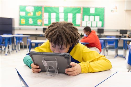 student on a tablet