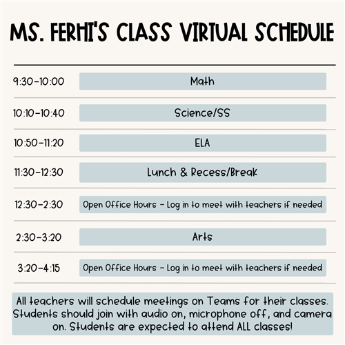 Virtual Learning Schedule