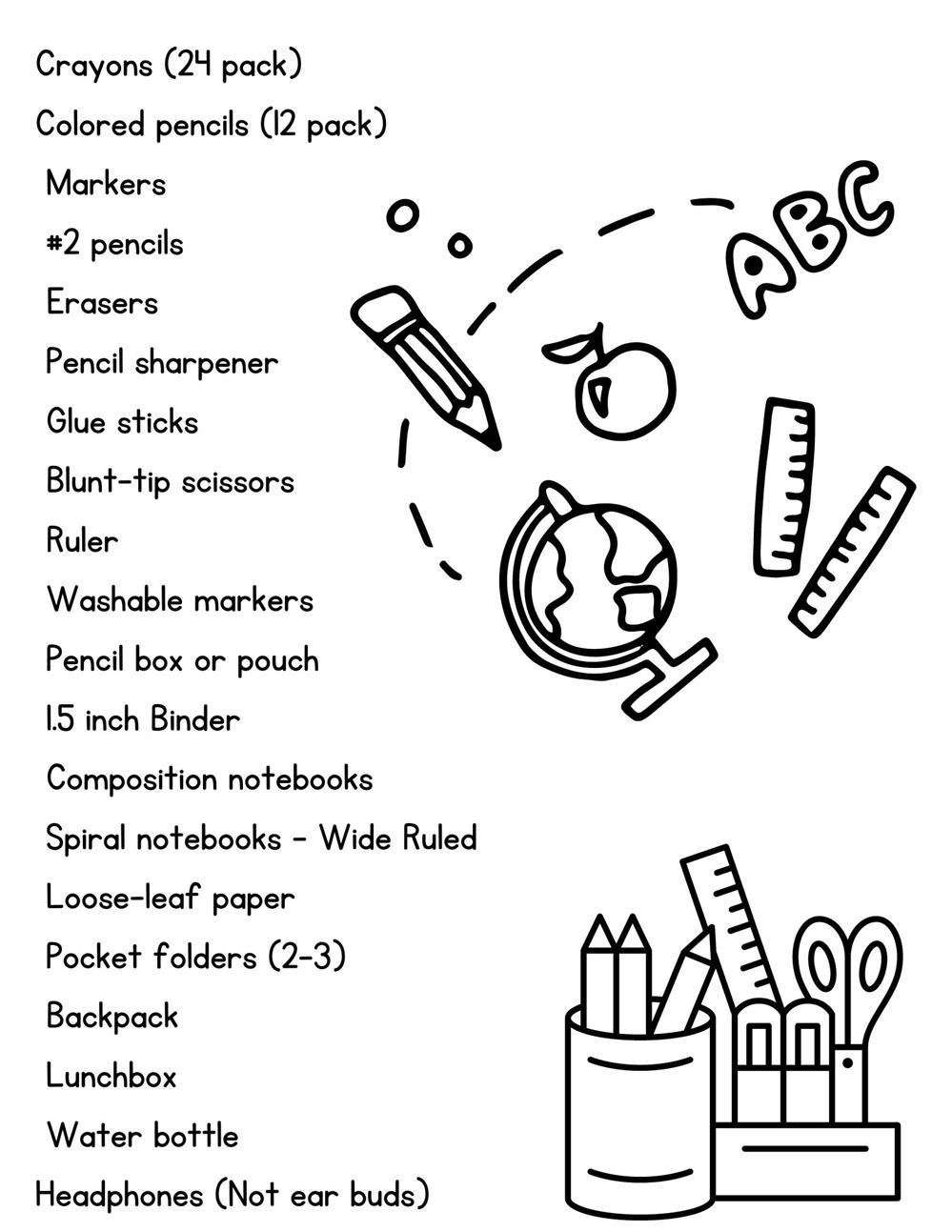 2nd Grade Supply List