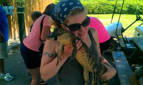 Ms. Simpson wrestles alligators! 