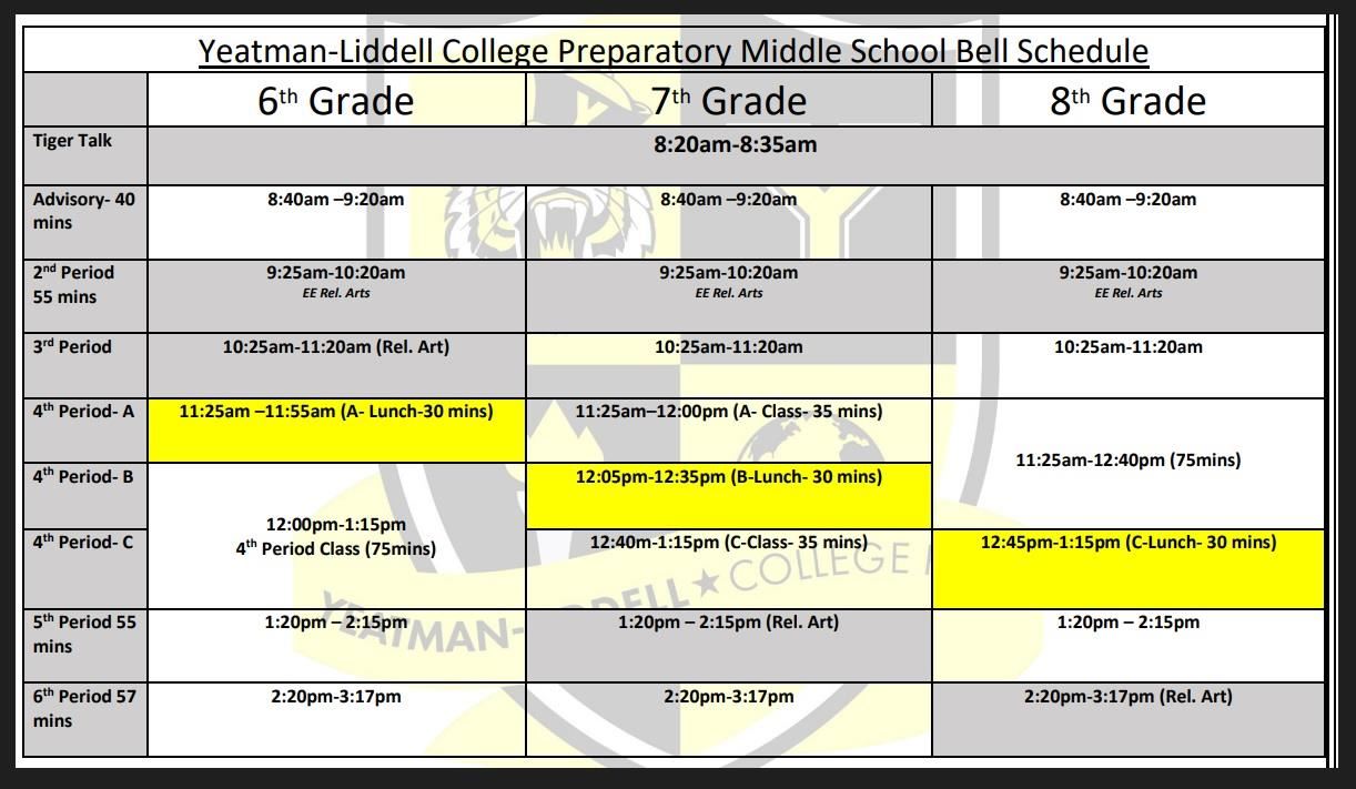 Yeatman Bell Schedule